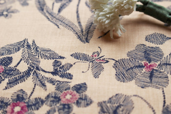 Jcl綿麻ラインストローク パンジー　オレンジ